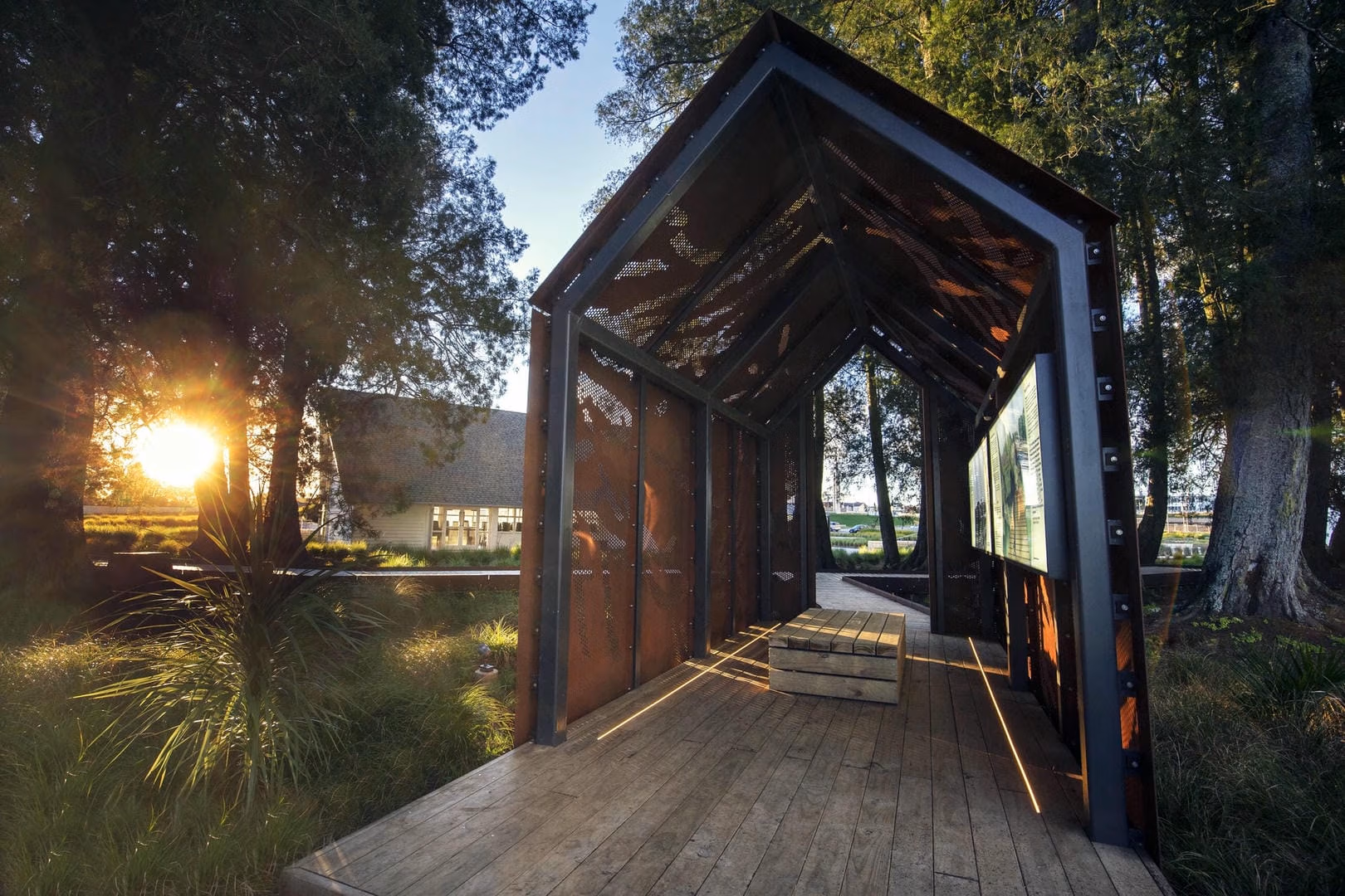 Temple View - Looking through Legacy Park Shelter - Mansergh Graham Landscape Architects