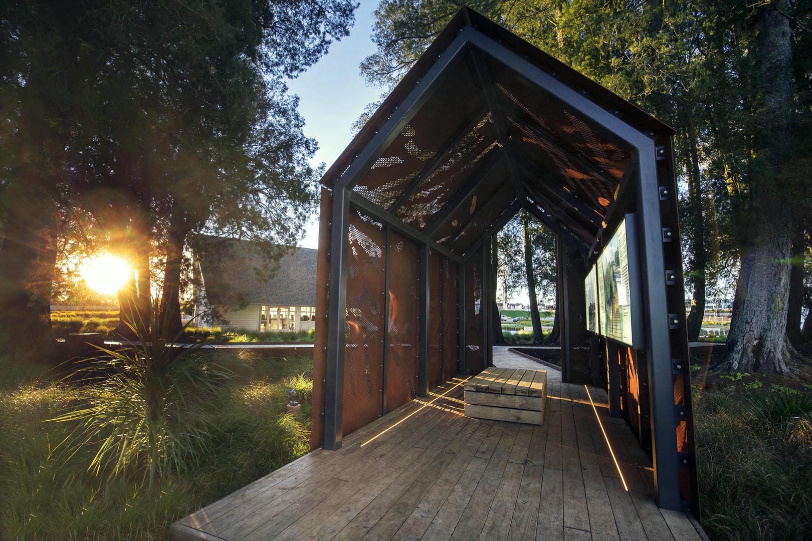 Temple View - Looking through Legacy Park Shelter - Mansergh Graham Landscape Architects